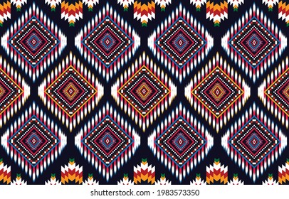 Ikat geometric folklore ornament. Tribal ethnic vector texture. Seamless striped pattern in Aztec style. Figure tribal embroidery. fabric,Vector illustration.embroidery style.