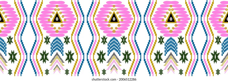 Ikat geometric folklore ornament. Tribal ethnic vector texture. Seamless striped pattern in Aztec style. Figure tribal embroidery. Indian, Scandinavian, Gypsy, Mexican, folk pattern.
