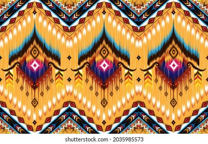 Ikat geometric folklore ornament. Tribal ethnic vector texture. Seamless striped pattern in Aztec style. Figure tribal embroidery. Indian, Scandinavian, Gyp sy, Mexican, folk pattern.ikat pattern