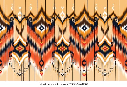 Ikat geometric folklore ornament. Tribal ethnic vector texture. Seamless striped pattern in Aztec style. Figure tribal embroidery. Indian, Scandinavian, Gyp sy, Mexican, folk pattern.ikat pattern