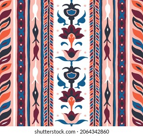 Ikat geometric folklore ornament. Tribal ethnic vector texture. Seamless striped pattern in Aztec style. Figure tribal embroidery. Indian, Scandinavian, Gypsy, Mexican, folk pattern.