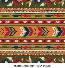 Ikat geometric folklore ornament. Tribal ethnic vector texture. Seamless striped pattern in Aztec style. Figure tribal embroidery. Indian, Scandinavian, Gypsy, Mexican, folk pattern.