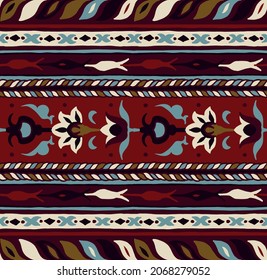 Ikat geometric folklore ornament. Tribal ethnic vector texture. Seamless striped  pattern in Aztec style. Figure tribal  embroidery. Indian, Scandinavian, Gypsy, Mexican, folk pattern. 