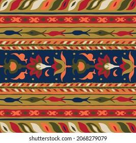 Ikat geometric folklore ornament. Tribal ethnic vector texture. Seamless striped  pattern in Aztec style. Figure tribal  embroidery. Indian, Scandinavian, Gypsy, Mexican, folk pattern. 