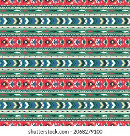 Ikat geometric folklore ornament. Tribal ethnic vector texture. Seamless striped  pattern in Aztec style. Figure tribal  embroidery. Indian, Scandinavian, Gypsy, Mexican, folk pattern. 