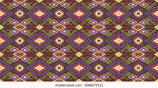 Ikat geometric folklore ornament. Tribal ethnic vector texture. Seamless striped  pattern in Aztec style. Figure tribal  embroidery. Indian, Scandinavian, Gypsy, Mexican, folk pattern. 