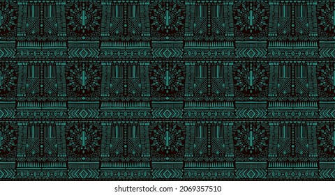 Ikat geometric folklore ornament. Tribal ethnic vector texture. Seamless striped pattern in Aztec style. Figure tribal embroidery. Indian, Scandinavian, Gypsy, Mexican, folk pattern.