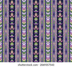 Ikat geometric folklore ornament. Tribal ethnic vector texture. Seamless striped pattern in Aztec style. Figure tribal embroidery. Indian, Scandinavian, Gypsy, Mexican, folk pattern.