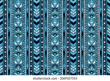 Ikat geometric folklore ornament. Tribal ethnic vector texture. Seamless striped pattern in Aztec style. Figure tribal embroidery. Indian, Scandinavian, Gypsy, Mexican, folk pattern.