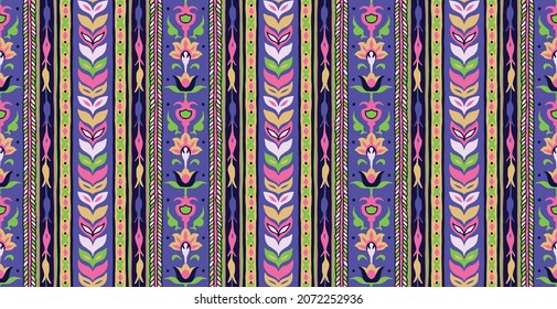 Ikat geometric folklore ornament. Tribal ethnic vector texture. Seamless striped  pattern in Aztec style. Figure tribal  embroidery. Indian, Scandinavian, Gypsy, Mexican, folk pattern. 