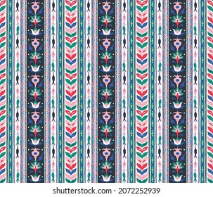 Ikat geometric folklore ornament. Tribal ethnic vector texture. Seamless striped  pattern in Aztec style. Figure tribal  embroidery. Indian, Scandinavian, Gypsy, Mexican, folk pattern. 