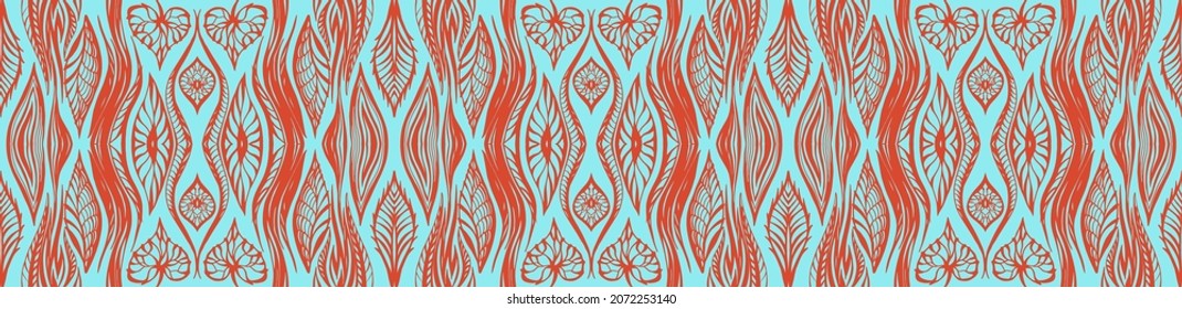Ikat geometric folklore ornament. Tribal ethnic vector texture. Seamless striped  pattern in Aztec style. Figure tribal  embroidery. Indian, Scandinavian, Gypsy, Mexican, folk pattern. 
