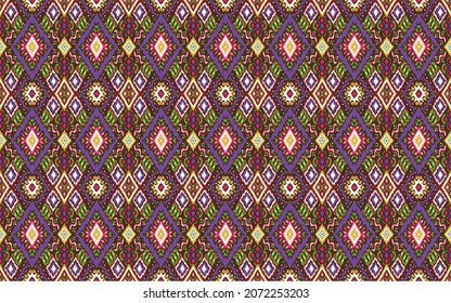 Ikat geometric folklore ornament. Tribal ethnic vector texture. Seamless striped  pattern in Aztec style. Figure tribal  embroidery. Indian, Scandinavian, Gypsy, Mexican, folk pattern. 