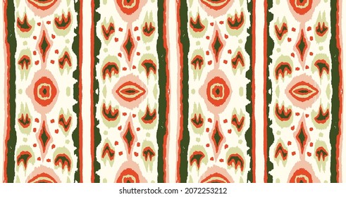 Ikat geometric folklore ornament. Tribal ethnic vector texture. Seamless striped  pattern in Aztec style. Figure tribal  embroidery. Indian, Scandinavian, Gypsy, Mexican, folk pattern. 