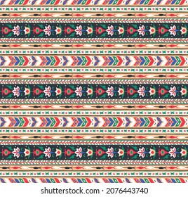 Ikat geometric folklore ornament. Tribal ethnic vector texture. Seamless striped pattern in Aztec style. Figure tribal embroidery. Indian, Scandinavian, Gypsy, Mexican, folk pattern.