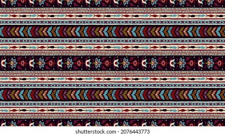 Ikat geometric folklore ornament. Tribal ethnic vector texture. Seamless striped pattern in Aztec style. Figure tribal embroidery. Indian, Scandinavian, Gypsy, Mexican, folk pattern.