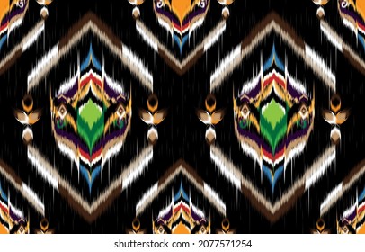 Ikat geometric folklore ornament. Tribal ethnic vector texture. 
Seamless striped pattern in Aztec style. Figure tribal embroidery. 
Indian, Scandinavian, Gypsy, Mexican, folk pattern.