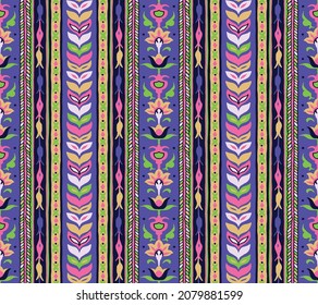 Ikat geometric folklore ornament. Tribal ethnic Seamless striped pattern in Aztec style. Figure tribal embroidery. Indian, Scandinavian, Gypsy, Mexican, folk pattern.