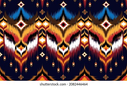 Ikat geometric folklore ornament. Tribal ethnic vector texture. 
Seamless striped pattern in Aztec style. Figure tribal embroidery. 
Indian, Scandinavian, Gypsy, Mexican, folk pattern.