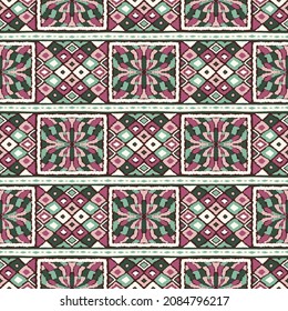 Ikat geometric folklore ornament. Tribal ethnic vector texture. Seamless striped pattern in Aztec style. Figure tribal embroidery. Indian, Scandinavian, Gypsy, Mexican, folk pattern.