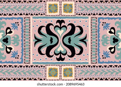 Ikat geometric folklore ornament. Tribal ethnic vector texture. Seamless striped pattern in Aztec style. Figure tribal embroidery. Indian, Scandinavian, Gypsy, Mexican, folk pattern.