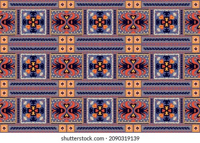 Ikat geometric folklore ornament. Tribal ethnic vector texture. Seamless striped pattern in Aztec style. Figure tribal embroidery. Indian, Scandinavian, Gypsy, Mexican, folk pattern.