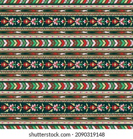 Ikat geometric folklore ornament. Tribal ethnic vector texture. Seamless striped pattern in Aztec style. Figure tribal embroidery. Indian, Scandinavian, Gypsy, Mexican, folk pattern.