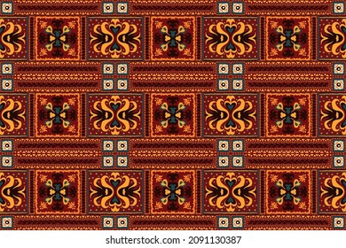 Ikat geometric folklore ornament. Tribal ethnic vector texture. Seamless striped pattern in Aztec style. Figure tribal embroidery. Indian, Scandinavian, Gypsy, Mexican, folk pattern.