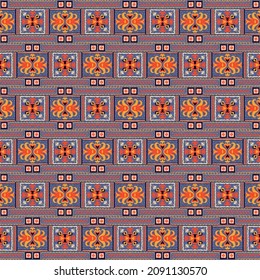 Ikat geometric folklore ornament. Tribal ethnic vector texture. Seamless striped pattern in Aztec style. Figure tribal embroidery. Indian, Scandinavian, Gypsy, Mexican, folk pattern.