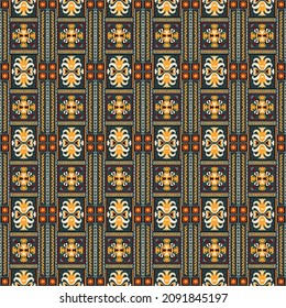 Ikat geometric folklore ornament. Tribal ethnic vector texture. Seamless striped pattern in Aztec style. Figure tribal embroidery. Indian, Scandinavian, Gypsy, Mexican, folk pattern.
