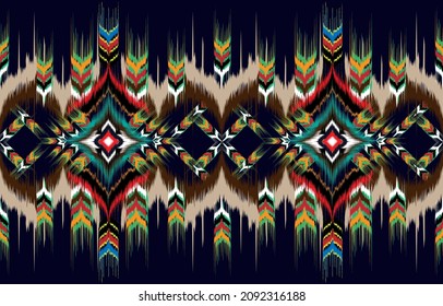 Ikat geometric folklore ornament. Tribal ethnic vector texture. 
Seamless striped pattern in Aztec style. Figure tribal embroidery. 
Indian, Scandinavian, Gyp
sy, Mexican, folk pattern.