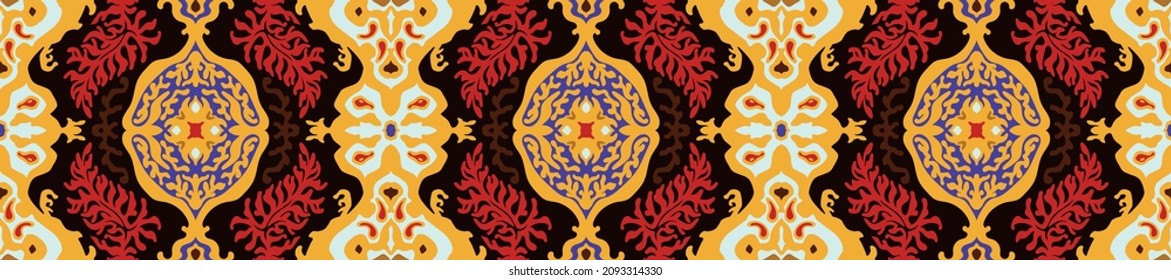 Ikat geometric folklore ornament. Tribal ethnic vector texture. Seamless striped pattern in Aztec style. Figure tribal embroidery. Indian, Scandinavian, Gypsy, Mexican, folk pattern.