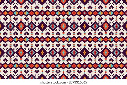 Ikat geometric folklore ornament. Tribal ethnic vector texture. Seamless striped pattern in Aztec style. Figure tribal embroidery. Indian, Scandinavian, Gypsy, Mexican, folk pattern.