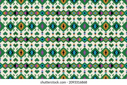 Ikat geometric folklore ornament. Tribal ethnic vector texture. Seamless striped pattern in Aztec style. Figure tribal embroidery. Indian, Scandinavian, Gypsy, Mexican, folk pattern.