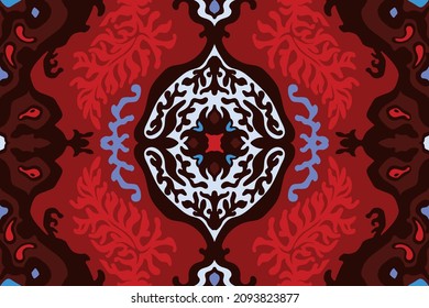 Ikat geometric folklore ornament. Tribal ethnic vector texture. Seamless striped pattern in Aztec style. Figure tribal embroidery. Indian, Scandinavian, Gypsy, Mexican, folk pattern.