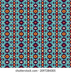 Ikat geometric folklore ornament. Tribal ethnic vector texture. Seamless striped pattern in Aztec style. Figure tribal embroidery. Indian, Scandinavian, Gypsy, Mexican, folk pattern.