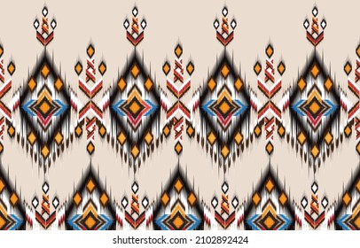 Ikat geometric folklore ornament. Tribal ethnic vector texture. 
Seamless striped pattern in Aztec style. Figure tribal embroidery. 
Indian, Scandinavian, Gypsy, Mexican, folk pattern.
