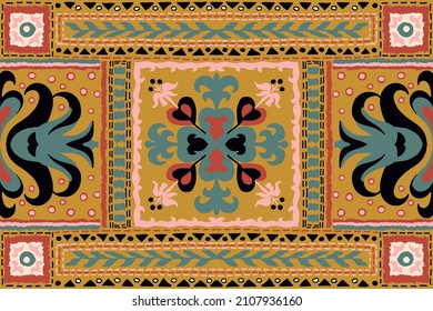 Ikat geometric folklore ornament. Tribal ethnic vector texture. Seamless striped pattern in Aztec style. Figure tribal embroidery. Indian, Scandinavian, Gypsy, Mexican, folk pattern.