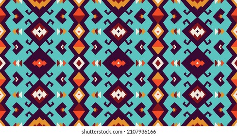 Ikat geometric folklore ornament. Tribal ethnic vector texture. Seamless striped pattern in Aztec style. Figure tribal embroidery. Indian, Scandinavian, Gypsy, Mexican, folk pattern.