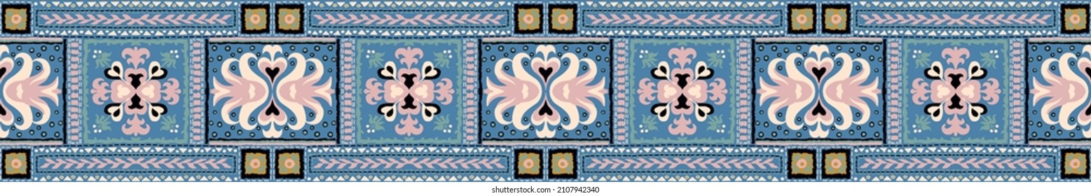 Ikat geometric folklore ornament. Tribal ethnic vector texture. Seamless striped pattern in Aztec style. Figure tribal embroidery. Indian, Scandinavian, Gypsy, Mexican, folk pattern.