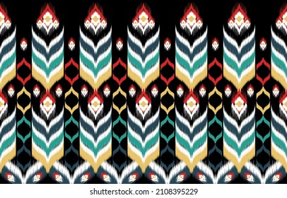 Ikat geometric folklore ornament. Tribal ethnic vector texture. Seamless striped pattern in Aztec style. Figure tribal embroidery. Indian, Scandinavian, Gyp sy, Mexican, folk pattern.