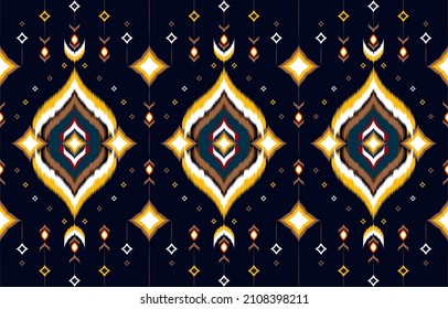 Ikat geometric folklore ornament. Tribal ethnic vector texture. Seamless striped pattern in Aztec style. Figure tribal embroidery. Indian, Scandinavian, Gypsy, Mexican, folk pattern. 