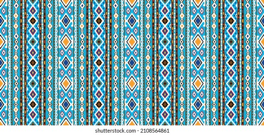 Ikat geometrische Folklore-Ornament. Stammesethnische Vektorstruktur. Nahtloses gestreiftes Muster im Stil von Aztec. Abbildung Stammesstickerei. Indische, skandinavische, Zigeuner, Mexikaner, Volksmuster.