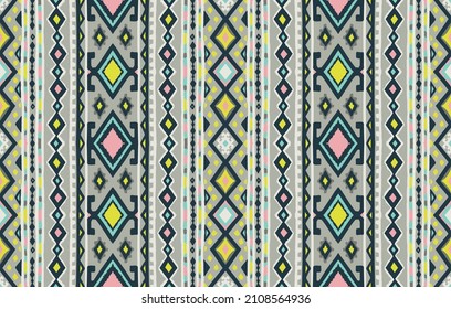 Ikat geometric folklore ornament. Tribal ethnic vector texture. Seamless striped pattern in Aztec style. Figure tribal embroidery. Indian, Scandinavian, Gypsy, Mexican, folk pattern.