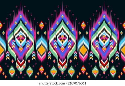 Ikat geometric folklore ornament. Tribal ethnic vector texture. Seamless striped pattern in Aztec style. Figure tribal embroidery. Indian, Scandinavian, Gyp sy, Mexican, folk pattern.
