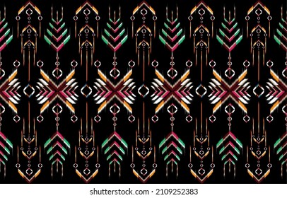 Ikat geometric folklore ornament. Tribal ethnic vector texture. 
Seamless striped pattern in Aztec style. Figure tribal embroidery. 
Indian, Scandinavian, Gyp
sy, Mexican, folk pattern.
