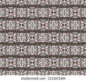 Ikat geometric folklore ornament. Tribal ethnic vector texture. Seamless striped pattern in Aztec style. Figure tribal embroidery. Indian, Scandinavian, Gypsy, Mexican, folk pattern.