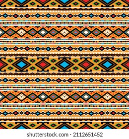 Ikat geometric folklore ornament. Tribal ethnic vector texture. Seamless striped pattern in Aztec style. Figure tribal embroidery. Indian, Scandinavian, Gypsy, Mexican, folk pattern.