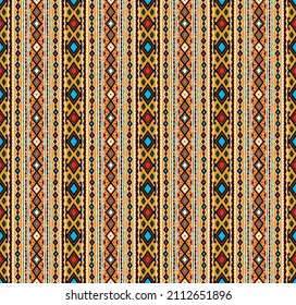 Ikat geometric folklore ornament. Tribal ethnic vector texture. Seamless striped pattern in Aztec style. Figure tribal embroidery. Indian, Scandinavian, Gypsy, Mexican, folk pattern.