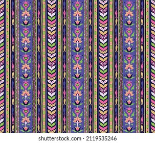 Ikat geometric folklore ornament. Tribal ethnic vector texture. Seamless striped pattern in Aztec style. Figure tribal embroidery. Indian, Scandinavian, Gypsy, Mexican, folk pattern.
